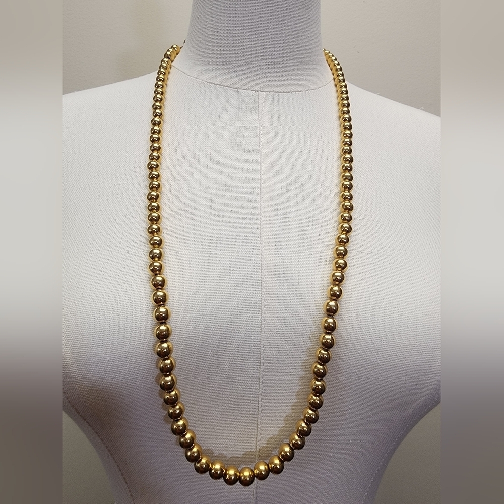 Napier Gold Tone Beaded Necklace Graduated Heavy Vintage Classic - Picture 1 of 5